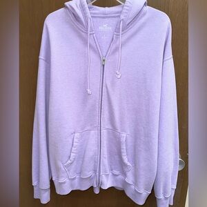 Women Hollister Lilac Oversized Fleece Zip Up Hoodie Size Small